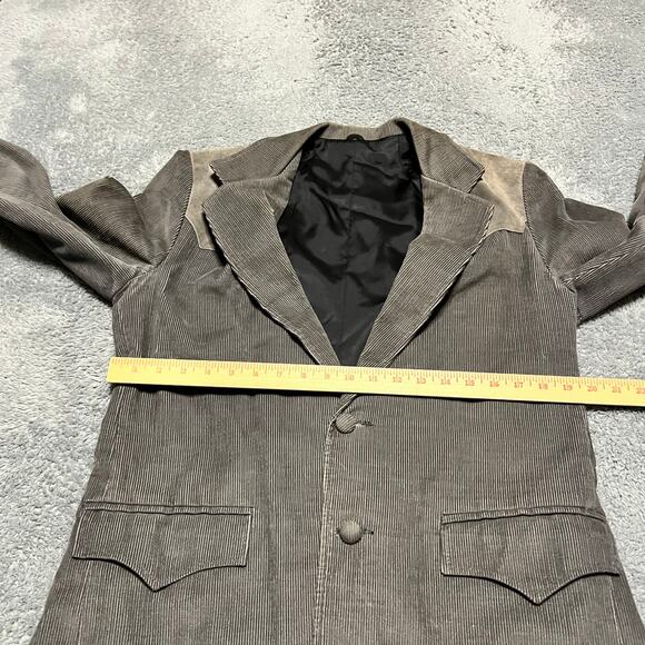 VTG Miller Stockman Western Blazer Mens 40 Long Gray Corduroy 2 Button Western - Picture 8 of 11